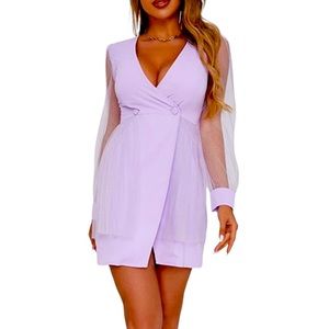 ASOS-Mesh sleeve lilac dress
